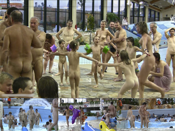 Nudists spent day in the pool families - HD Video