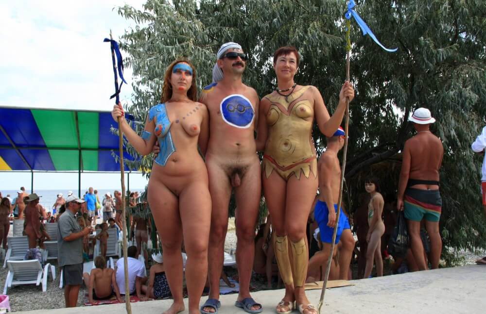 Three Painted Girl Poses pics - Nudism and naturism are based on naturalness and acceptance of ones body