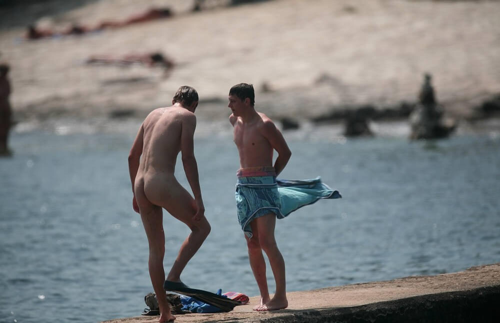 Nudists Boys - Water Prep On The Ledge - Are required to remain naked at all times