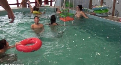 Indoor Swim Exercise 2 Full HD video - Beautiful family nudism