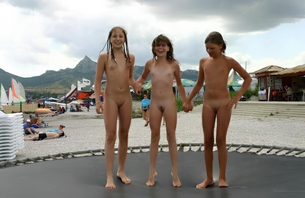 Trampoline pics - The first step toward home nudism