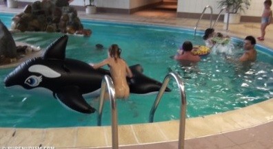 Naturism - Indoor dolphin ride Full HD upd - Public nudism